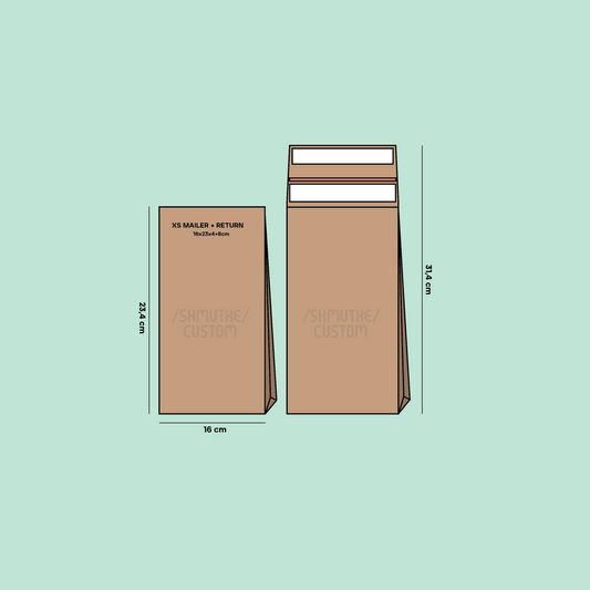 Paper parcel envelope with return label XS 26cm x 23cm